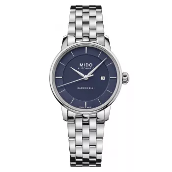 MIDO Baroncelli III moteriškas automatinis laikrodis 30mm mėlynu ciferblatu iš nerūdijančio plieno M037207110410