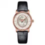 MIDO Baroncelli III Lady automatinis laikrodis 33mm rožinio aukso PVD baltas perlamutrinis ciferblatas deimantiniai žymekliai baltas odinis dirželis