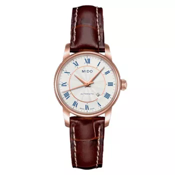 MIDO Baroncelli Lady Quartz Watch 29mm Stainless Steel with PVD Yellow Gold Plating Silver Dial