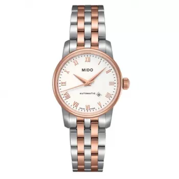 MIDO Baroncelli Lady moteriškas kvarcinis laikrodis M76009N61 29mm rožinio aukso PVD nerūdijantis plienas