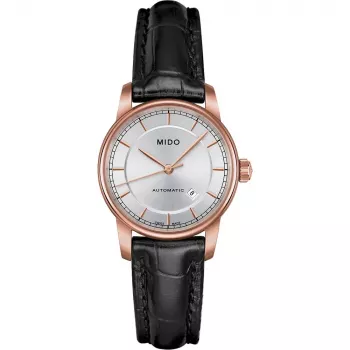 MIDO Baroncelli Lady moteriškas laikrodis M76003104 29mm nerūdijantis plienas sidabrinis ciferblatas