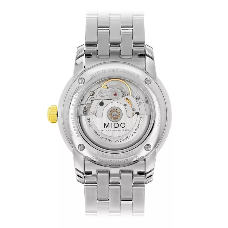MIDO vyrų laikrodis M86009261 Baroncelli III 38mm automatinis sidabrinis ciferblatas juoda oda