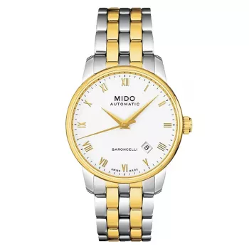 MIDO vyrų laikrodis M86009261 Baroncelli III 38mm automatinis sidabrinis ciferblatas juoda oda