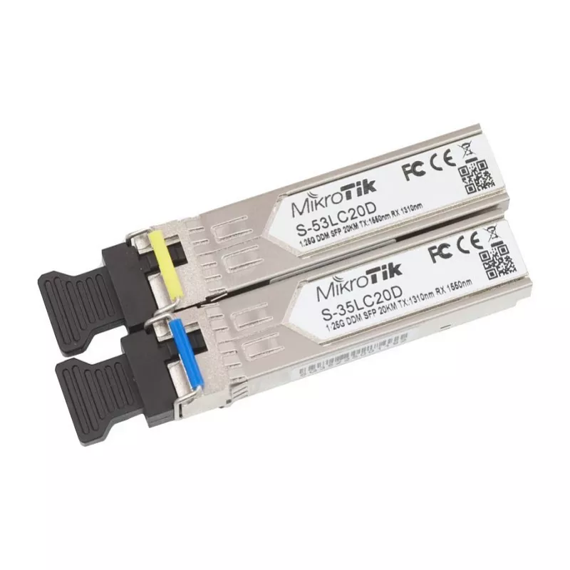 MikroTik S-35LC20D BiDi SFP modulis, 1,25G vienmodis LC Simplex, 20km, 1310nm/1550nm, DDM
