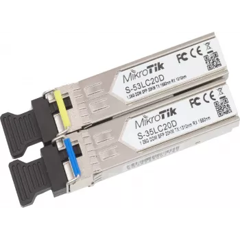 MikroTik S-35LC20D BiDi SFP modulis, 1,25G vienmodis LC Simplex, 20km, 1310nm/1550nm, DDM
