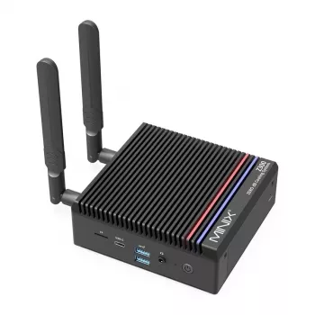 MINIX Z300-0dB Barebone Mini PC Intel Processor N300 8C/8T iki 3.8GHz DDR5 1x SODIMM M.2 PCIe Gen4 Wi-Fi 6E BT5.2 2x 2.5GbE HDMI 2.1 DP 1.4 USB-C 90W VESA Juoda