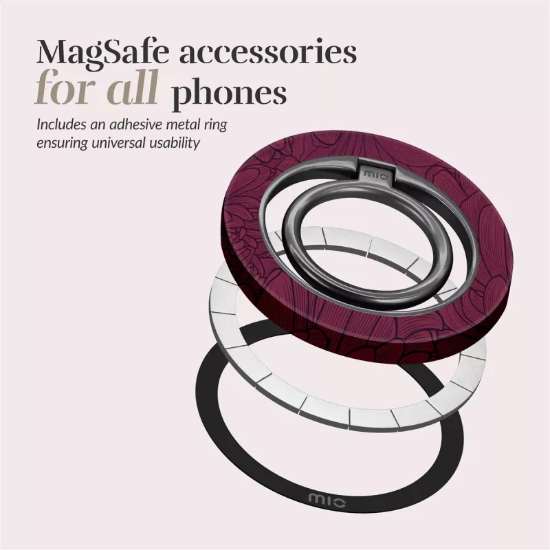 MIO Berry Blooms MagSafe laikiklis su žiedu, suderinamas su dėklais