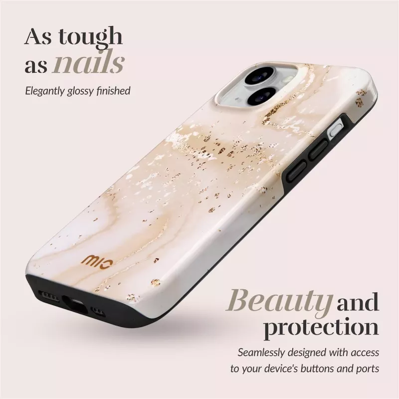 MIO Gold Marble Magsafe Compatible Case for iPhone 16 Plus