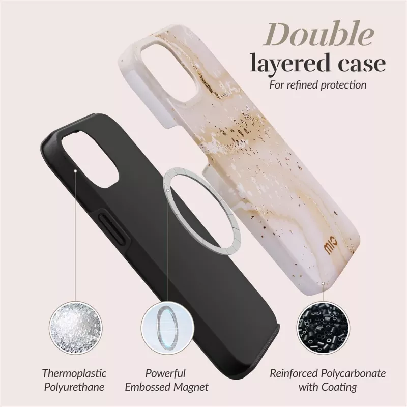 MIO Gold Marble Magsafe Compatible Case, skirtas iPhone 16 Pro Max
