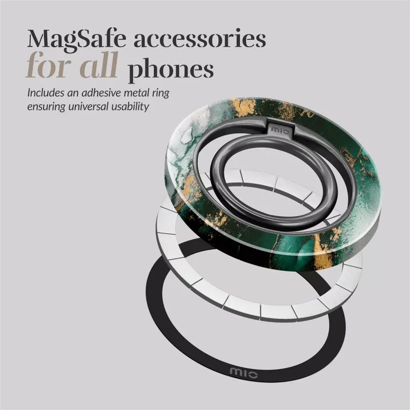 MIO Green Marble Magsafe Case Compatible Ring Holder