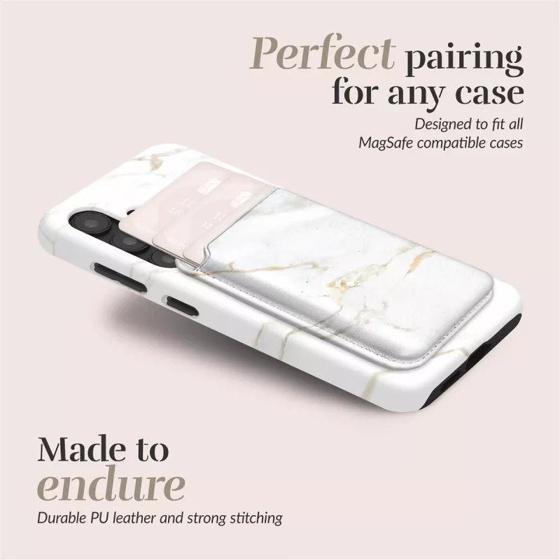 MIO White Marble Magsafe Case Compatible Card Holder