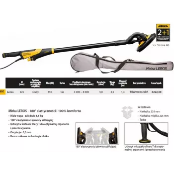 Mirka LEROS 225mm gipso kartono šlifuoklis 5mm orbita 350W