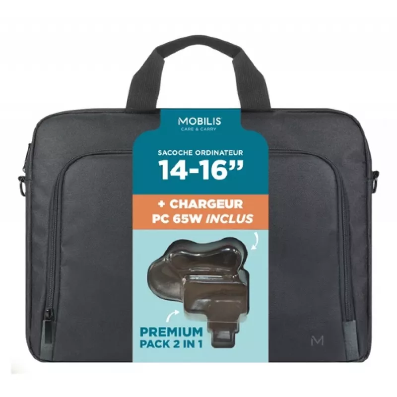 Mobilis TheOne Briefcase Toploading 14-16 + 65W Laptop Charger
