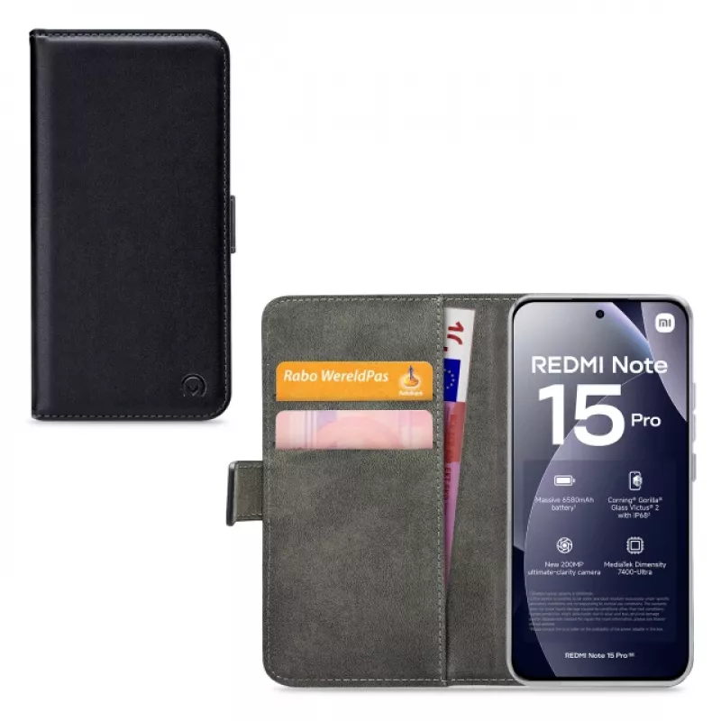 Mobilize Classic Gelly Wallet Book Case, skirta Xiaomi Redmi Note 15 Pro, juoda