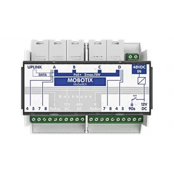 MOBOTIX MX-SWITCH1 - Tinklo jungiklis - 4 x 10/100 (PoE+) - DIN bėgis