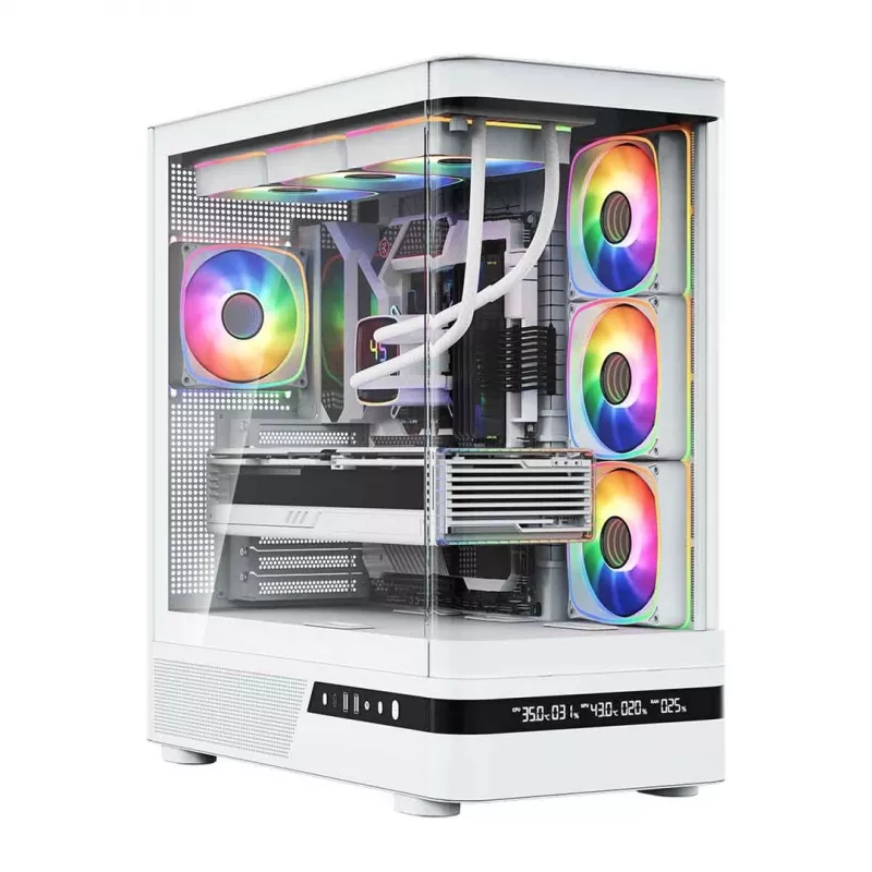 MODECOM Volcano AQ200 ARGB Midi bokšto korpusas baltas