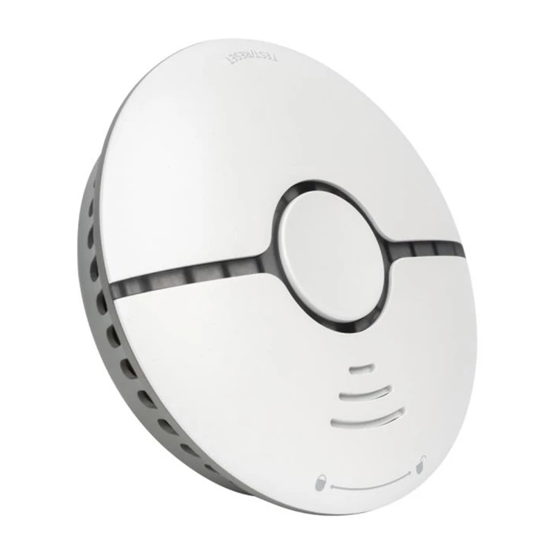 MOES WSS-S-SSD-A Wi-Fi fotoelektrinis dūmų detektorius su Tuya programėlės pranešimais, 85dB sirena, maitinamas CR123A baterija, veikia su Alexa ir Google Assistant, baltas