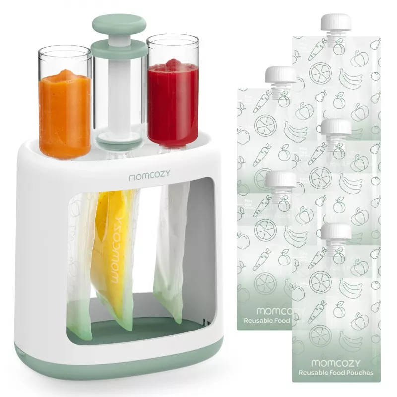 MOMCOZY kūdikių maisto gamintuvas tyrėms ir laikymui, 5-in-1 garinimas, maišymas, tyrės, atšildymas, pašildymas, 600ml Tritan indas, 200ml vandens bakelis, jutiklinis LCD ekranas, be BPA, 300W kaitinimas, 120W maišymas, 120V