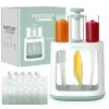 MOMCOZY kūdikių maisto gamintuvas tyrėms ir laikymui, 5-in-1 garinimas, maišymas, tyrės, atšildymas, pašildymas, 600ml Tritan indas, 200ml vandens bakelis, jutiklinis LCD ekranas, be BPA, 300W kaitinimas, 120W maišymas, 120V
