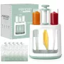 MOMCOZY kūdikių maisto gamintuvas tyrėms ir laikymui, 5-in-1 garinimas, maišymas, tyrės, atšildymas, pašildymas, 600ml Tritan indas, 200ml vandens bakelis, jutiklinis LCD ekranas, be BPA, 300W kaitinimas, 120W maišymas, 120V