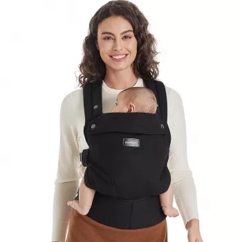 Momcozy BC001 Minkštas struktūrinis kūdikio nešyklė su nuimama klubų sėdyne, Juoda, 0-36 mėn., 3,5-20 kg