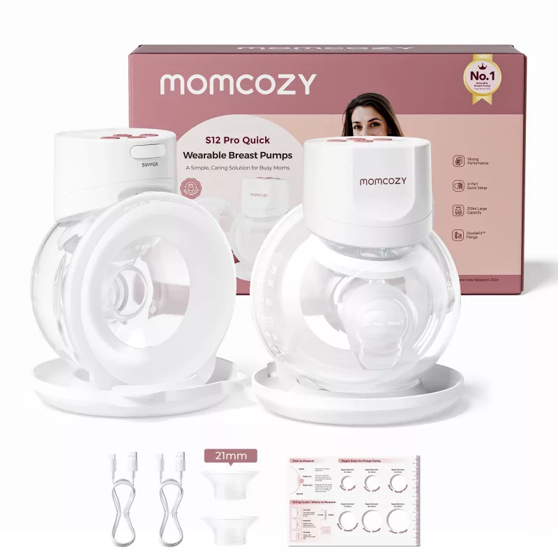 MOMCOZY S12 PRO+ Nešiojamas Pieno Siurblys Baltas Dvigubas Rinkinys