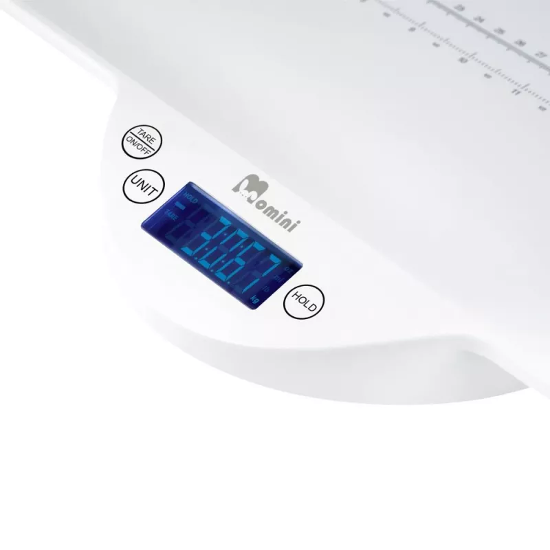 Momini Baby Scale TinyScale - Skaitmeninės kūdikių svarstyklės 20 kg, 5 g padalomis, balta