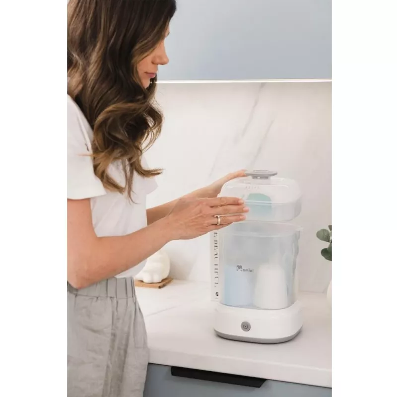 Momini Bottle Steriliser QuickSteam - Elektrinis garinis sterilizatorius 6 kūdikių buteliukams, 8 minučių ciklas, automatinis išsijungimas, be BPA
