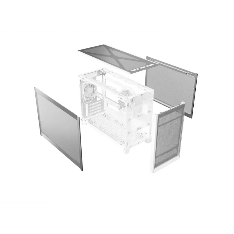 MONTECH TEN (W) Mini Tower PC korpusas baltas - Micro ATX / Mini-ITX, grūdintas stiklas, ARGB