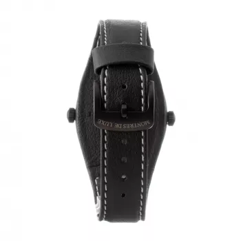 MONTRES DE LUXE Unisex Watch 09BK-3003 40mm Quartz Analog Stainless Steel Leather Black