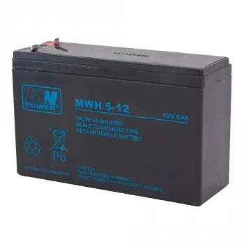 MPL Power Elektro MWH 5-12L UPS akumuliatorius Švino-rūgštinis VRLA AGM nereikalaujantis priežiūros 12V 6Ah Juodas