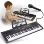 MQ 603 UFB 61 klavišų nešiojama elektrinė klaviatūra su 200 garsų, 200 ritmų, LCD ekranu, įrašymu, mokymosi funkcijomis, mikrofonų įvestimi, USB MP3 atkūrimu ir maitinimo adapteriu - juoda