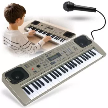 MQ 807 USB elektroninė mokomoji klaviatūra, 61 klavišas, 16 garsų, 10 ritmų, pilka