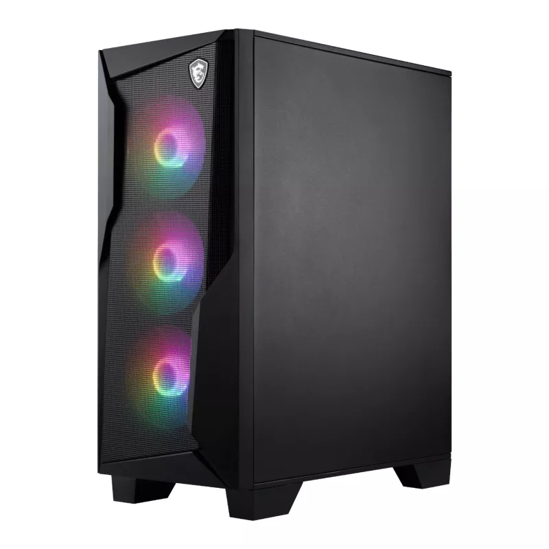 MSI MAG FORGE 130A Airflow ATX vidutinio bokšto žaidimų korpusas - juodas, grūdintas stiklas, 4x ARGB ventiliatoriai
