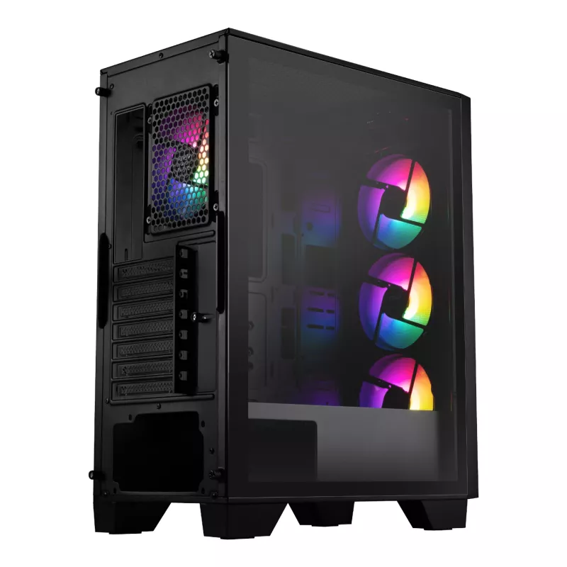 MSI MAG FORGE 130A Airflow ATX vidutinio bokšto žaidimų korpusas - juodas, grūdintas stiklas, 4x ARGB ventiliatoriai