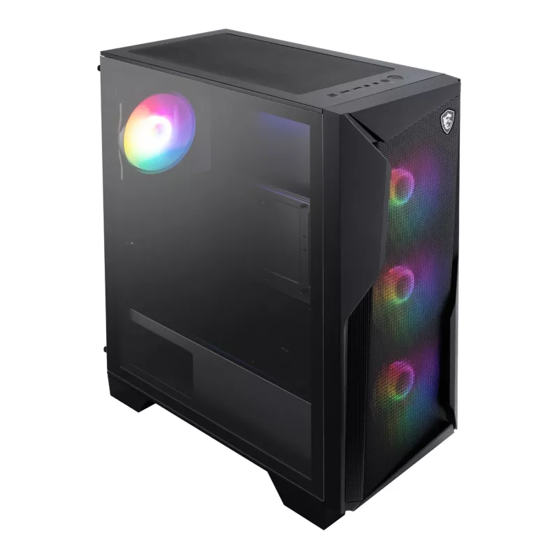 MSI MAG FORGE 130A Airflow ATX vidutinio bokšto žaidimų korpusas - juodas, grūdintas stiklas, 4x ARGB ventiliatoriai