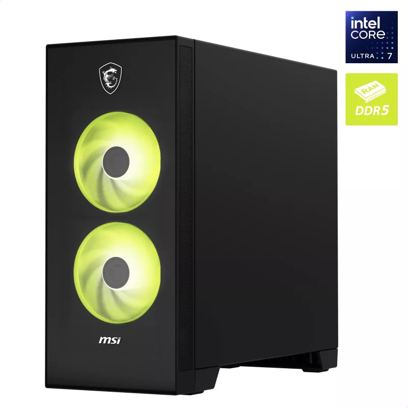 MSI MAG Infinite S AI 2NVM7-002AT stalinis kompiuteris (juodas/permatomas, Windows 11 Home)