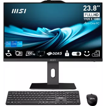 MSI PRO AP242P 14M-1096XEU All-in-One kompiuteris, 23,8 colio FHD IPS, Intel Core i7-14700, 16GB RAM, 1TB SSD, Wi-Fi 6E, be OS, juoda
