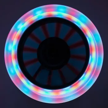 MUUWMI AU 102 aliuminis paspirtukas Neon 125 mm su LED šviečiančiais ratais, sulankstomas, ABEC 5 guoliai, maks. 50 kg, neoninė žalia/juoda