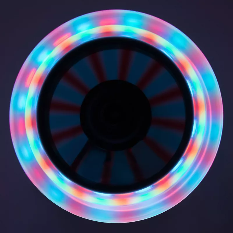 MUUWMI AU 102 aliuminis paspirtukas Neon 125 mm su LED šviečiančiais ratais, sulankstomas, ABEC 5 guoliai, maks. 50 kg, neoninė žalia/juoda