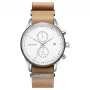 MVMT moteriškas laikrodis D-MV01-WT (42mm) - baltas ciferblatas, baltas odinis dirželis