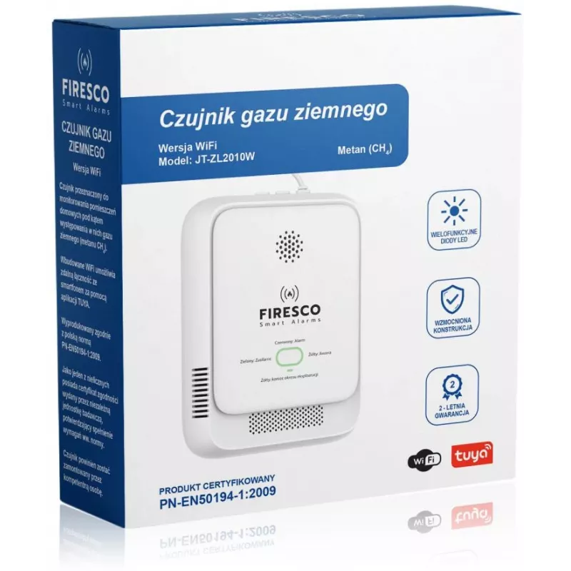 Gamtinių dujų jutiklis Firesco JT-ZL2010W WiFi Tuya Smart Life