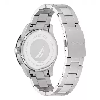NAUTICA vyriškas NAPPBF201 kvarcinis analoginis laikrodis su mėlynu ciferblatu ir mėlyna silikonine juosta, 42 mm