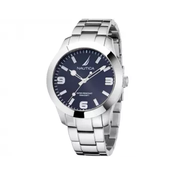 NAUTICA vyriškas NAPPBF201 kvarcinis analoginis laikrodis su mėlynu ciferblatu ir mėlyna silikonine juosta, 42 mm