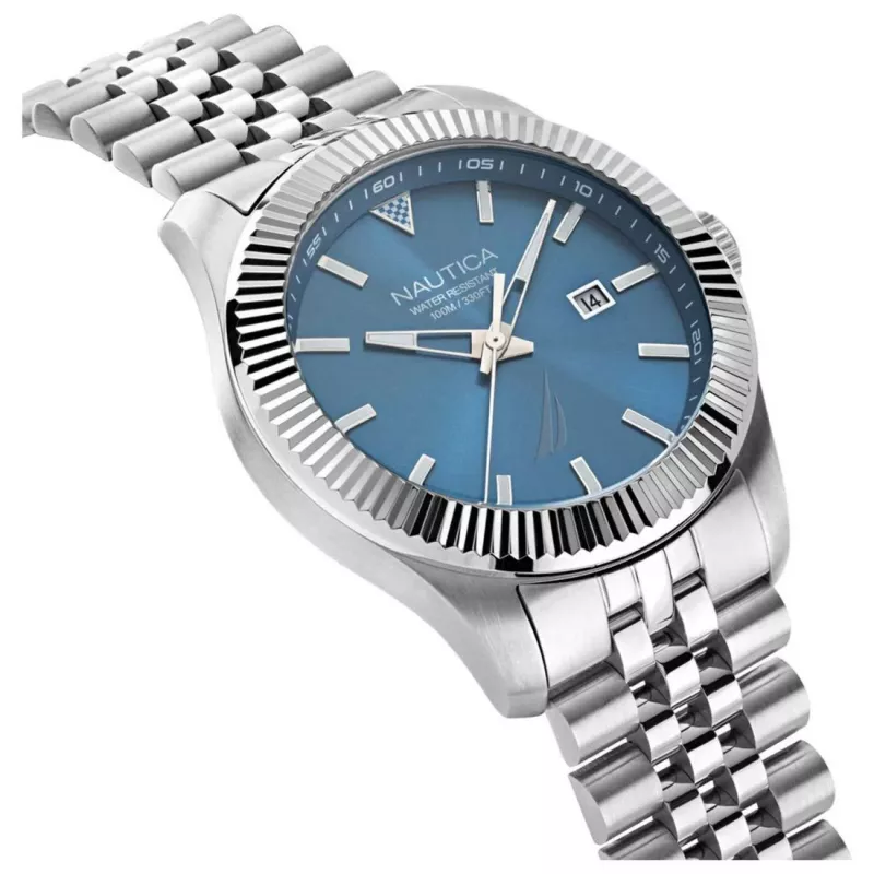 Nautica vyriškas analoginis kvarcinis laikrodis NAPPBS248, 43 mm, juodas ciferblatas, silikoninis dirželis