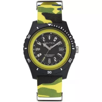 NAUTICA vyriškas NAPSRF007 nardymo įkvėptas kvarcinis laikrodis, mėlynas ciferblatas, mėlynas silikoninis dirželis, 46 mm