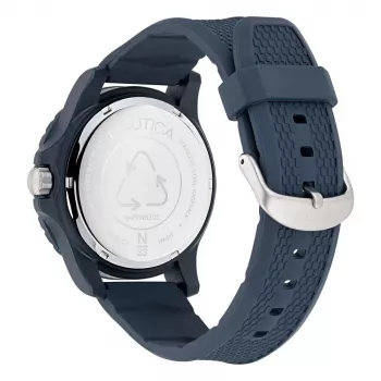 Nautica vyriškas kvarcinis chronografinis laikrodis NAPFWS302 45mm mėlynu ciferblatu ir silikoniniu dirželiu