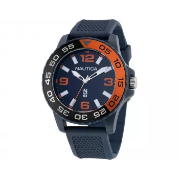 Nautica vyriškas kvarcinis chronografinis laikrodis NAPFWS302 45mm mėlynu ciferblatu ir silikoniniu dirželiu