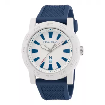 Nautica Men's Watch NAPATF201 44mm Stainless Steel Quartz Analog Black Dial Silicone Strap