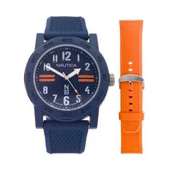 Nautica vyrų laikrodis NAPATS306 42,5 mm mėlynu ciferblatu, silikoniniu dirželiu